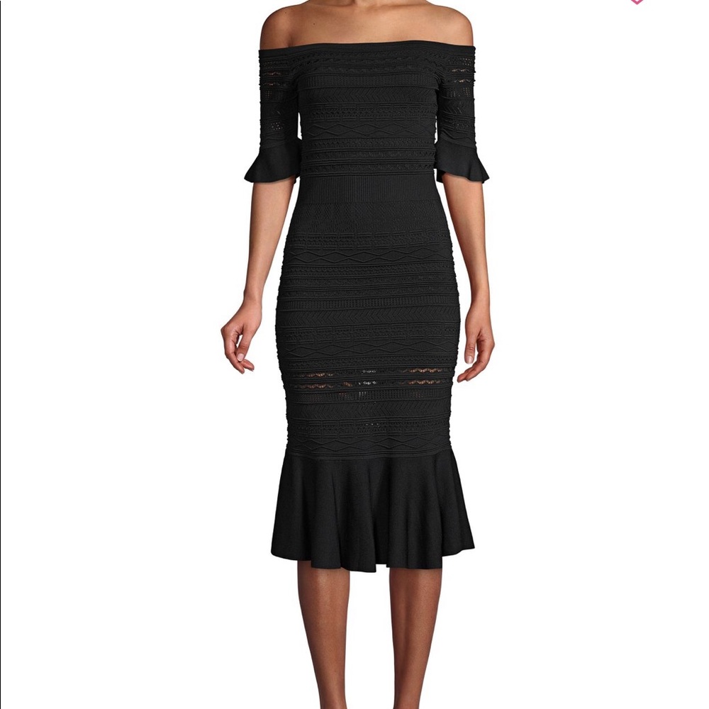 Alexis Sheira Off the Shoulder Knit Midi Dress L - Picture 1 of 8